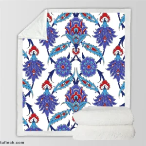 Turkish Floral Ikat Sherpa Fleece Blanket