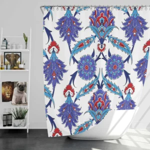 Turkish Floral Ikat Shower Curtain