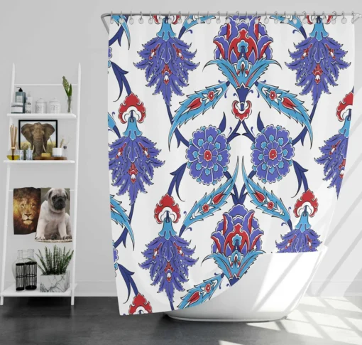 Turkish Floral Ikat Shower Curtain