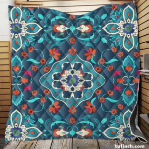 Turkish Folk Art Pattern Quilt Blanket