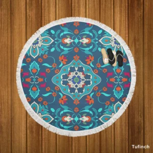 Turkish Folk Art Pattern Round Beach Towel