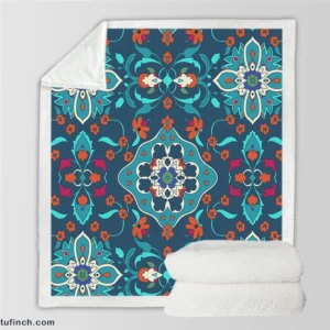 Turkish Folk Art Pattern Sherpa Fleece Blanket