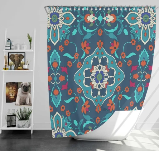 Turkish Folk Art Pattern Shower Curtain