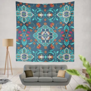 Turkish Folk Art Pattern Wall Tapestry