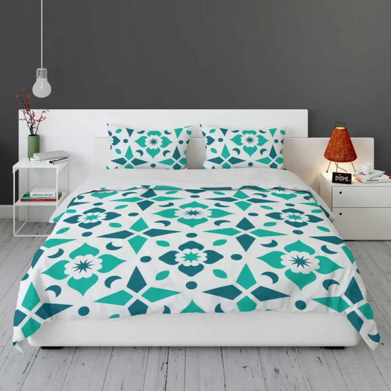 Turquoise Arabesque Mosaic Bedding Set 1