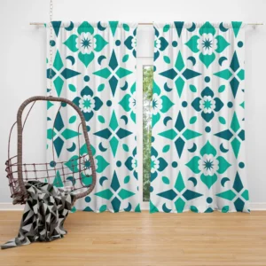 Turquoise Arabesque Mosaic Curtain