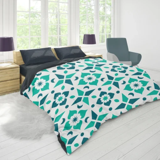 Turquoise Arabesque Mosaic Duvet Cover 1