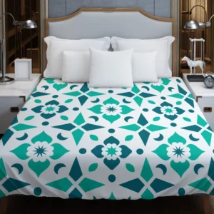 Turquoise Arabesque Mosaic Duvet Cover