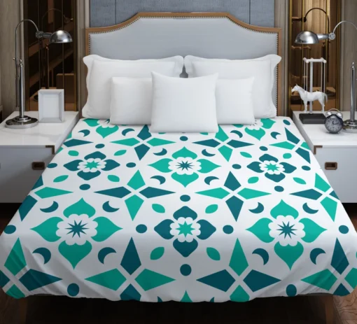 Turquoise Arabesque Mosaic Duvet Cover