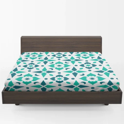 Turquoise Arabesque Mosaic Fitted Sheet 1