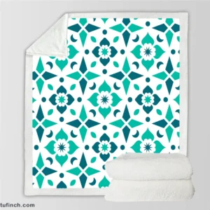 Turquoise Arabesque Mosaic Sherpa Fleece Blanket