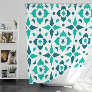 Turquoise Arabesque Mosaic Shower Curtain