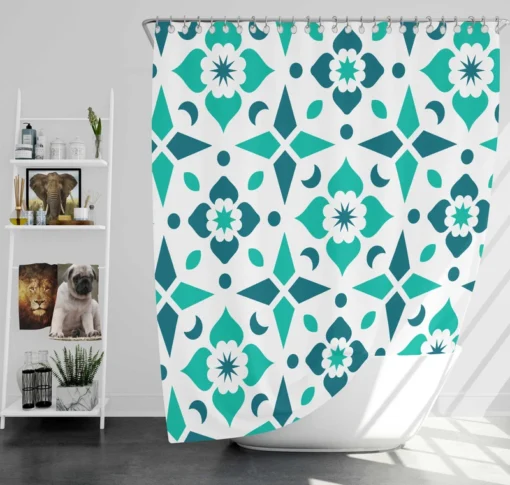 Turquoise Arabesque Mosaic Shower Curtain