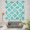 Turquoise Arabesque Mosaic Wall Tapestry