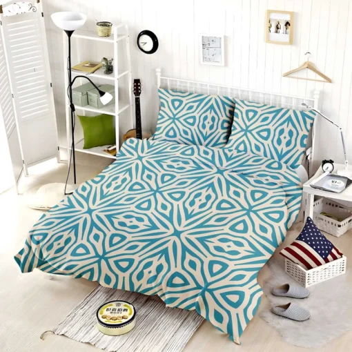 Turquoise Ethnic Hand Painted Pattern Bedding Set