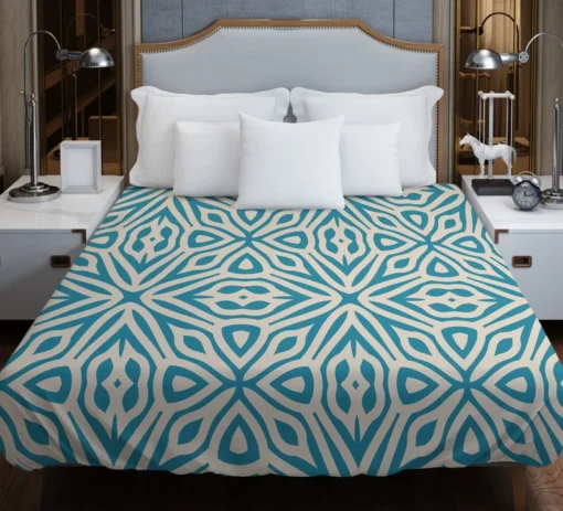 Turquoise Ethnic Hand Painted Pattern Duvet Cover