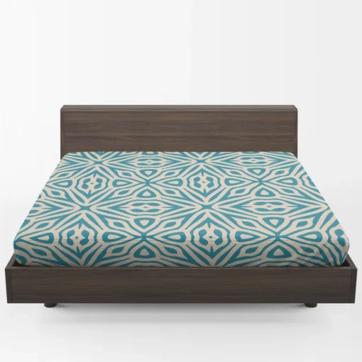 Turquoise Ethnic Hand Painted Pattern Fitted Sheet 1