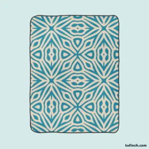 Turquoise Ethnic Hand Painted Pattern Fleece Blanket 1