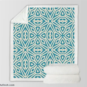 Turquoise Ethnic Hand Painted Pattern Sherpa Fleece Blanket