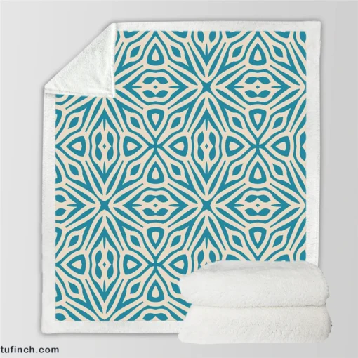 Turquoise Ethnic Hand Painted Pattern Sherpa Fleece Blanket