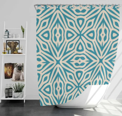 Turquoise Ethnic Hand Painted Pattern Shower Curtain