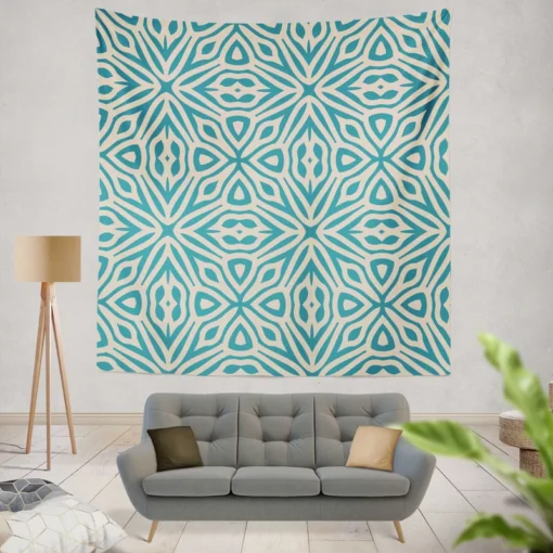 Turquoise Ethnic Hand Painted Pattern Wall Tapestry