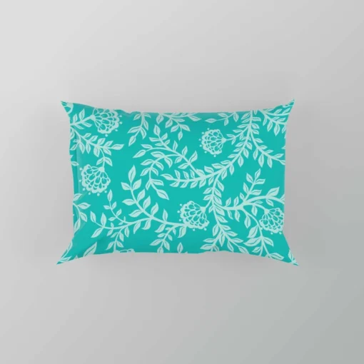 Turquoise Floral Blue Background Pillow Case