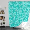 Turquoise Floral Blue Background Shower Curtain