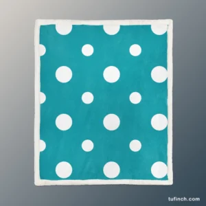 Turquoise Polka Dot Sherpa Fleece Blanket 1