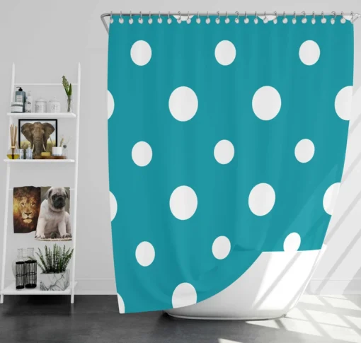 Turquoise Polka Dot Shower Curtain