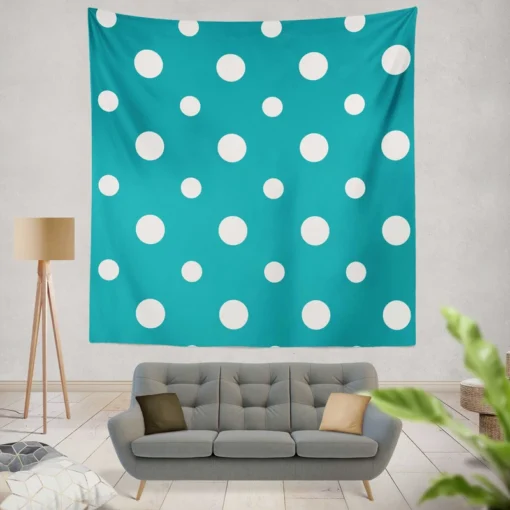 Turquoise Polka Dot Wall Tapestry