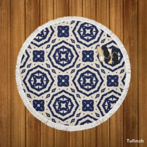 Two Colored Arabesque Pattern Round Beach Towel