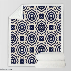 Two Colored Arabesque Pattern Sherpa Fleece Blanket