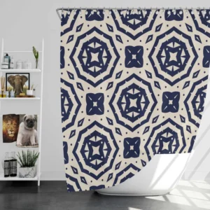 Two Colored Arabesque Pattern Shower Curtain