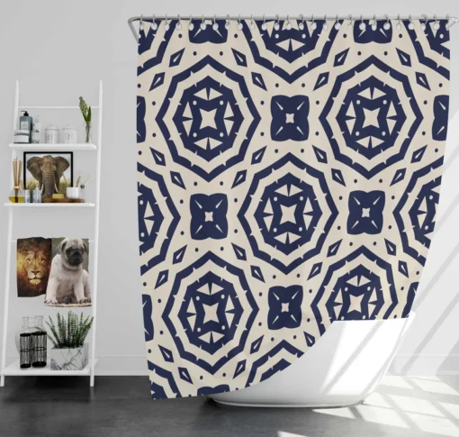 Two Colored Arabesque Pattern Shower Curtain