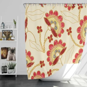 Ukrainian Floral Embroidery Shower Curtain