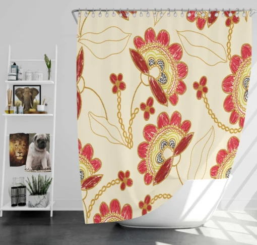 Ukrainian Floral Embroidery Shower Curtain