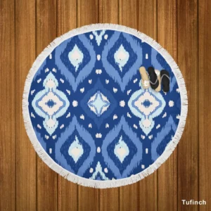 Uzbek Ikat Design Round Beach Towel