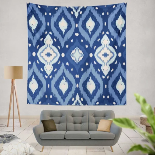 Uzbek Ikat Design Wall Tapestry