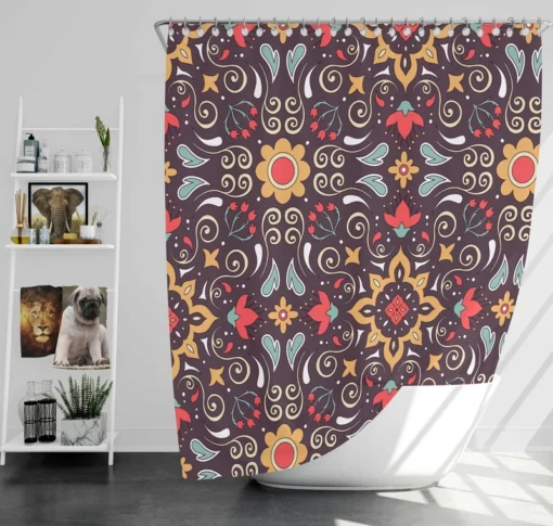 Uzbekistan Folk Art Design Shower Curtain