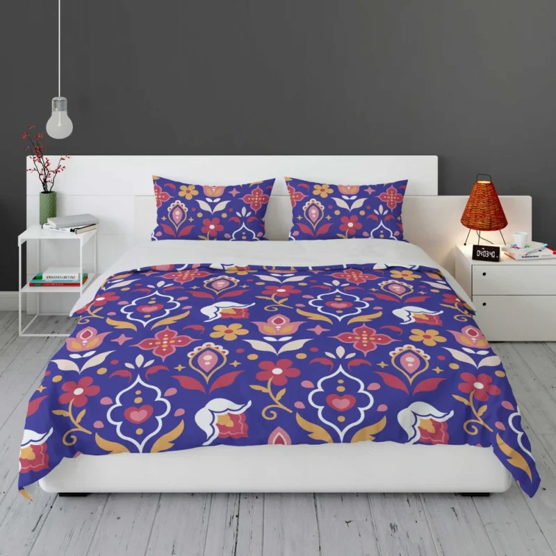 Uzbekistan Folk Design On Blue Bedding Set 1