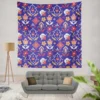 Uzbekistan Folk Design On Blue Wall Tapestry