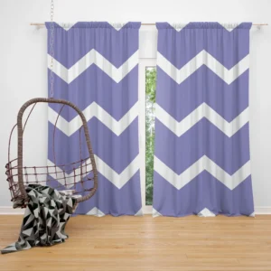 Very Peri Blue Chevron Design Curtain