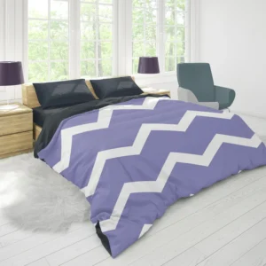 Very Peri Blue Chevron Design Duvet Cover 1