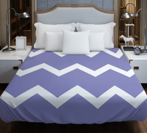 Very Peri Blue Chevron Design Duvet Cover