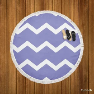 Very Peri Blue Chevron Design Round Beach Towel