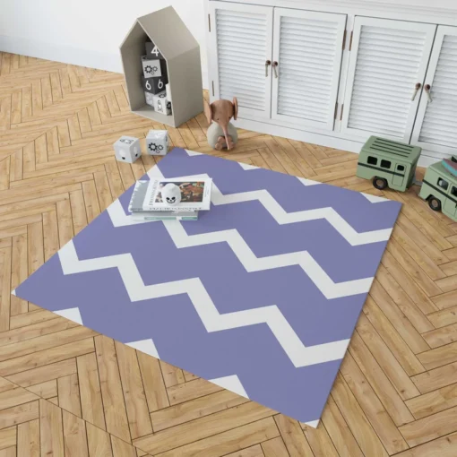 Very Peri Blue Chevron Design Rug 1