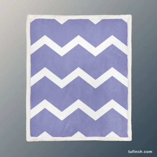 Very Peri Blue Chevron Design Sherpa Fleece Blanket 1