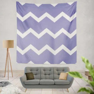 Very Peri Blue Chevron Design Wall Tapestry