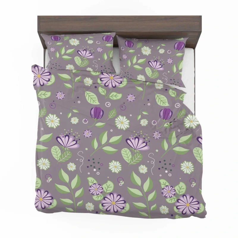 Vibrant Purple And Green Flowers Bedding Set 2